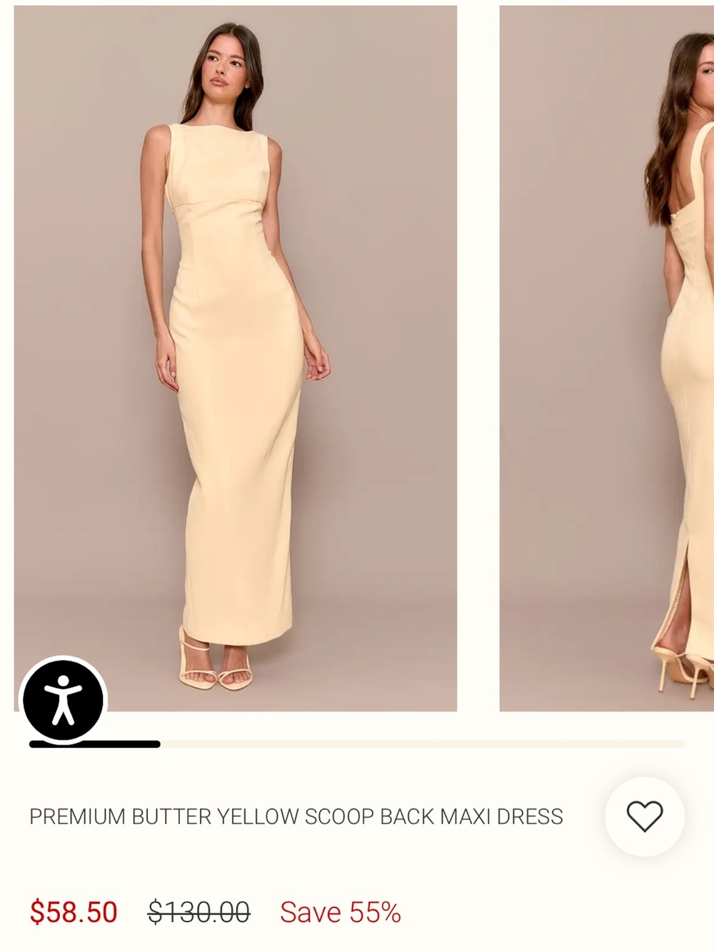 Pretty Little Thing Creamy Yellow Scoop-Back Maxi Dress